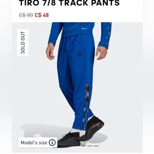 Adidas Tiro 7/8 Track Pants ~ Bright Blue w/Tartan Accents.  Size S NWOT
